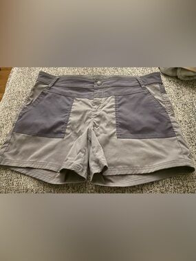 prAna Asha Shorts Gray Colorblock Hiking Outdoor Stretch Womens 14 Gorpcore